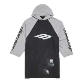 3B Tričko s kapucí a raglánovými rukávy s potiskem, oversized „Black“ 790403TQVT51083