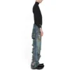 Baggy kalhoty se silně opotřebovaným vzhledem „Light Blue“ 745248TNW014012