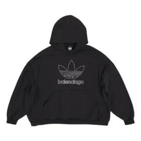 Balenciaga x adidas Oversized mikina s kapucí a logem „Black White“ 712396TNVA91070