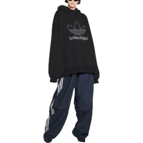Balenciaga x adidas Oversized mikina s kapucí a logem „Black White“ 712396TNVA91070
