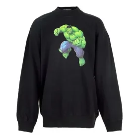 Balenciaga x Marvel – bavlněná mikina s kulatým výstřihem a potiskem Hulka „Black“ 671125TLV581000