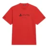 Balenciaga x PlayStation Crossover FW21 PS5 s geometrickým vzorem písmen abecedy, krátký rukáv, unisex, červené 651795TKVF36552