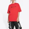 Balenciaga x PlayStation Crossover FW21 PS5 s geometrickým vzorem písmen abecedy, krátký rukáv, unisex, červené 651795TKVF36552