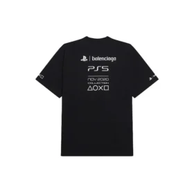 Balenciaga x PlayStation – unisexové tričko s krátkým rukávem a potiskem s geometrickým vzorem písmen abecedy pro PS5, černé 651795TKVF31070