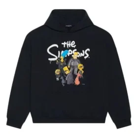 Balenciaga x THE SIMPSONS Bavlněná mikina s kapucí, volný střih „Black“ 675003TLVG81000