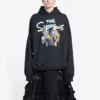 Balenciaga x THE SIMPSONS Bavlněná mikina s kapucí, volný střih „Black“ 675003TLVG81000
