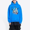 Balenciaga x THE SIMPSONS Bavlněná mikina s kapucí, volný střih „Blue“ 674986TLVG84210