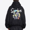 Balenciaga x The Simpsons vycpaná bomberová mikina s kapucí „Black“ 657115TLVG71000