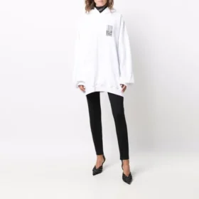 Bavlněná mikina s kapucí Barcode „White“ 651799TKVE69040