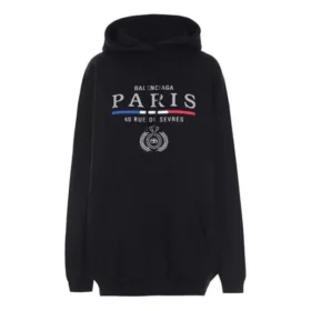 Bavlněná mikina s kapucí BB Paris Flag „Black“ 570811TGV681000