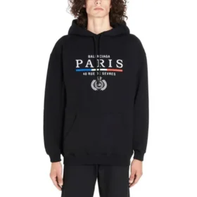 Bavlněná mikina s kapucí BB Paris Flag „Black“ 570811TGV681000