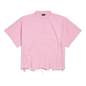 BB Klasické zkrácené tričko Balenciaga Oversized „Pink“ 783399TQVS85708