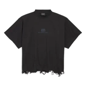 BB Klasické zkrácené tričko Balenciaga v oversized střihu „Black“ 783399TQVS81083