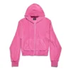 BB Motel mikina s kapucí a zipem, přiléhavá „Dark Pink“ 791755TQVU85803