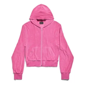 BB Motel mikina s kapucí a zipem, přiléhavá „Dark Pink“ 791755TQVU85803