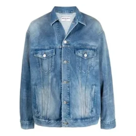 Denim bundy BB se sprejovým efektem, volný střih „Electric Blue Fuchsia“ 678354TCW030406
