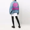 Denim bundy BB se sprejovým efektem, volný střih „Electric Blue Fuchsia“ 678354TCW030406