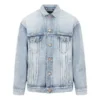 Denim bundy BB se sprejovým potiskem, volný střih „Světle modrá, žlutá“ 678354TDW143341
