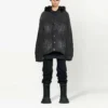 Denim bundy s kapucí a knoflíky s efektem vyblednutí „Black“ 724653TNW541129