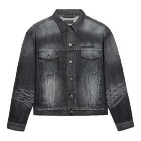 Denim bundy s logem na zádech, volný střih „Fake Wash Black“ 620728TIW435720