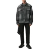 Denim bundy s logem na zádech, volný střih „Fake Wash Black“ 620728TIW435720