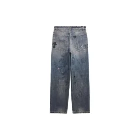 Denim kalhoty s rovným střihem a doodle potiskem „Blue“ 746986TOW664036