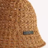 Dámský klobouk typu bucket hat z rafie v béžové barvě