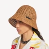 Dámský klobouk typu bucket hat z rafie v béžové barvě
