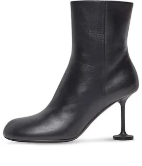 Dámské kotníkové kozačky 90 mm „Black Leather“ 701937WBCR01000