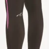 Dámské legíny v technickém stylu v barvě khaki hnědé/neonově růžové