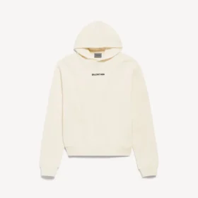 Dámská mikina s kapucí Balenciaga Back v krémové barvě, střední střih