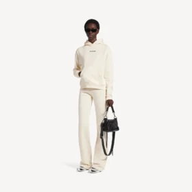 Dámská mikina s kapucí Balenciaga Back v krémové barvě, střední střih