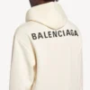 Dámská mikina s kapucí Balenciaga Back v krémové barvě, střední střih
