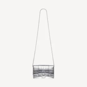 Dámská peněženka ve tvaru Hourglass na řetízku, stříbrná