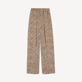Dámské pyžamové kalhoty s monogramem v béžové/černé barvě
