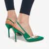Dámské sandály Balenciaga | Manolo Blahnik s páskem přes patu v barvě trávy