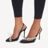 Dámské sandály Balenciaga | Manolo Blahnik s páskem za patou v černé barvě