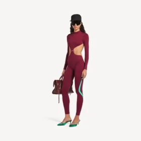 Dámské technické body s výřezy v barvě burgundské/aqua