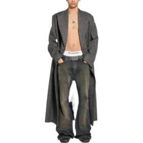 Dvouřadý kostkovaný kabát „Black Grey“ 704488TMU021070
