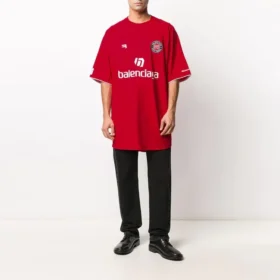 Fotbalové tričko Oversized „Red White“ 641666TJV056540