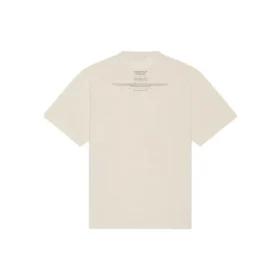 FW21 Couture – volný svetr s kulatým výstřihem a potiskem písmen, krátké rukávy, béžový 651795TJV900905