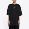 FW21 Černé volné pletené tričko s krátkým rukávem 651795TJV900107