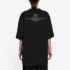 FW21 Černé volné pletené tričko s krátkým rukávem 651795TJV900107
