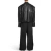 FW23 Dekonstruovaná bundy na zip „Black Soft Buffalo Skin“ 768749TMS031000