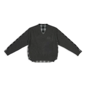 Hybridní tričko s výstřihem do V „Anthracite Black White“ 704271T41301163