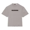 Jednobarevné tričko s potiskem písmen, kulatým výstřihem a krátkými rukávy, unisex, šedé 661715TKVD58174