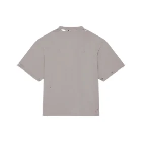 Jednobarevné tričko s potiskem písmen, kulatým výstřihem a krátkými rukávy, unisex, šedé 661715TKVD58174
