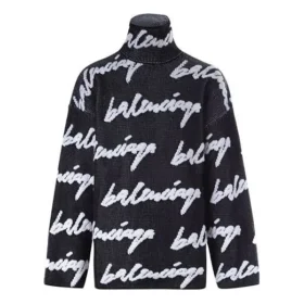 Jerseyový svetr s rolákem a logem Scribble „Black“ 625927T31801070