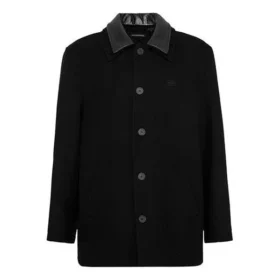 Kabát s dvojitým límcem z vlněné směsi „Black“ 626314TIU071000