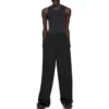 Kalhoty s elastickým pasem a rovnými nohavicemi „Black“ 743903TNT391000